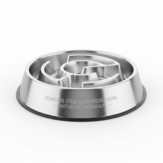 Stainless Steel Slow-Feeder Bowl — Anti-Bloat, Anti-Gulp